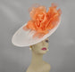 White Sinamay Kentucky Derby Hat with Silk Flower (16.14 Diameter)
