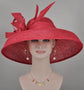 Red Wide Brim Kentucky Derby Hat, Ascot Hat for Wedding & Tea Party, Garden Party Hat, Mother of the Bride,Church, Audrey Hepburn Style