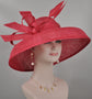 Red Wide Brim Kentucky Derby Hat, Ascot Hat for Wedding & Tea Party, Garden Party Hat, Mother of the Bride,Church, Audrey Hepburn Style