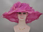 Violet Organza Derby Hat: Big Bow Flower, 7" Brim