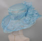 Blue Organza Derby Hat: Medium Brim Wedding Church Hat