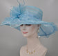 Blue Organza Derby Hat: Medium Brim Wedding Church Hat