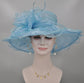 Blue Organza Kentucky Derby Hat: Medium Brim Wedding Church Hat
