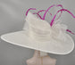 White Bow Tea Party Hat Wide Brim Kentucky Derby Hat,Ascot Hat for Wedding & Tea Party, Garden Party Hat, Mother of the Bride, Church