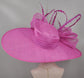 Wide Brim Kentucky Derby Hat, Ascot Hat for Wedding & Tea Party, Garden Party Hat, Mother of the Bride, Church Fuchsia/Hot Pink