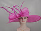 Wide Brim Kentucky Derby Hat, Ascot Hat for Wedding & Tea Party, Garden Party Hat, Mother of the Bride, Church Fuchsia/Hot Pink