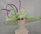 Spring Green Kentucky Derby Hat: Feathered Ascot Tea Party Hat