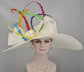 Wide Brim Feathered Derby Hat - Ivory Royal Ascot Sinamay Bow