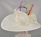 Wide Brim Feathered Derby Hat - Ivory Royal Ascot Sinamay Bow