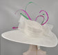Wide Brim Sinamay Derby Hat: Feathered Ascot Wedding Party Hat