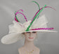 Wide Brim Sinamay Derby Hat: Feathered Ascot Wedding Party Hat