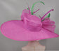 Fuchsia Sinamay Derby Hat: Feathered Royal Ascot Race Day Hat