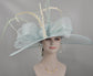 Powder Blue Kentucky Derby Hat: Wide Brim Feathered Sinamay Bow