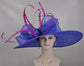 Royal Blue Derby Hat: Fuchsia Feather Ascot Hat