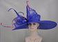 Royal Blue Derby Hat: Feathered Sinamay Bow Ascot Hat