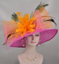 Amazing Wide Brim Sinamay Hat Church Kentucky Derby Hat Carriage Tea Party Wedding  Feather Flower Peacock Feathers and Pheasant Feathers