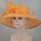 Orange Sinamay Kentucky Derby Hat: Wide Brim Feather Ascot Hat