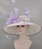 Lavender Derby Hat: Wide Brim Sinamay Feather Church Hat