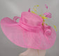 Hot Pink Feather Flower Derby Hat: Rhinestone Tea Party Hat
