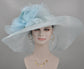 Powder Blue Jumbo Silk Flower Sinamay Hat: Wide Brim Derby Dress Hat
