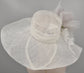 White w Taupe Jumbo Silk Flower, Kentucky Derby hat, Church hat, Wedding hat, Tea Party hat , Floppy Wide Brim Sinamay Dress Hat