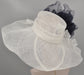 Wide Brim Sinamay Kentucky Derby Hat: White w Navy Silk Flower