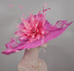 Fuchsia Hot Pink Pink Feather Flower Wide Brim Sinamay Hat Kentucky Derby Hat, Church  Wedding Hat, Easter Hat