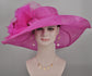 Fuchsia Sinamay Derby Hat: Jumbo Silk Flower Wide Brim