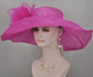 Fuchsia Sinamay Derby Hat: Jumbo Silk Flower Wide Brim