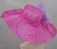 Fuchsia Pink Sinamay Kentucky Derby Hat: Lavender Silk Flower Wide Brim
