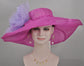 Fuchsia Pink Sinamay Kentucky Derby Hat: Lavender Silk Flower Wide Brim