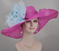 Fuchsia Sinamay Kentucky Derby Hat: Jumbo Silk Flower Wide Brim