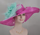 Fuchsia Sinamay Kentucky Derby Hat: Jumbo Silk Flower Wide Brim