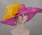 Fuchsia Sinamay Kentucky Derby Hat: Jumbo Silk Flower Wide Brim