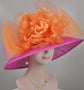 Sinamay Kentucky Derby Hat: Hot Pink Wide Brim with Orange Silk Flower
