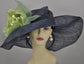 Navy Sinamay Kentucky Derby Hat: Jumbo Silk Flower Wide Brim