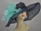 Navy Sinamay Kentucky Derby Hat: Jumbo Silk Flower Wide Brim