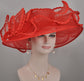 Red Sinamay Kentucky Derby Hat: Feather Flower Tea Party Hat