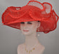 Red Sinamay Kentucky Derby Hat: Feather Flower Tea Party Hat
