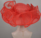 Red Sinamay Kentucky Derby Hat: Feather Flower Tea Party Hat