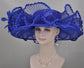 Royal Blue Sinamay Derby Hat: Wide Brim Wedding Ascot Hat