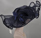 Navy Blue Sinamay Derby Hat: Wide Brim Royal Ascot Hat