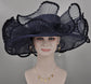 Navy Blue Sinamay Kentucky Derby Hat: Wide Brim Royal Ascot Hat
