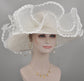White Sinamay Derby Hat: Feather Flower Tea Party Hat