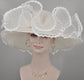 White Sinamay Derby Hat: Feather Flower Tea Party Hat