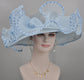 Powder Blue Crin Wave Style Wide Brim Kentucky Derby Hat,Ascot Hat for Wedding & Tea Party, Garden Party Hat, Mother of the Bride, Church