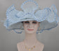 Powder Blue Crin Wave Style Wide Brim Kentucky Derby Hat,Ascot Hat for Wedding & Tea Party, Garden Party Hat, Mother of the Bride, Church