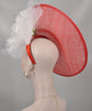 Red Sinamay Kentucky Derby Hat: White Silk Flower Fascinator (16.14" Diameter)