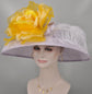 Lilac Sinamay Kentucky Derby Hat: Yellow Silk Flower, Ostrich Feather