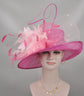 Church Kentucky Derby Hat Carriage Tea Party Wedding  Feather Flowers  Jumbo Bows and Ostrich  Quills Hot Pink W Pink